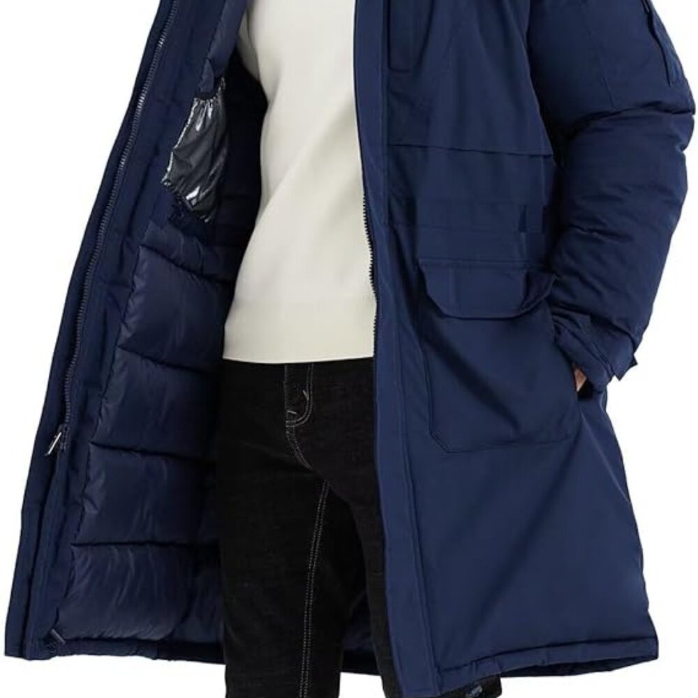 XL mens puffer parka, extra long, extra warm